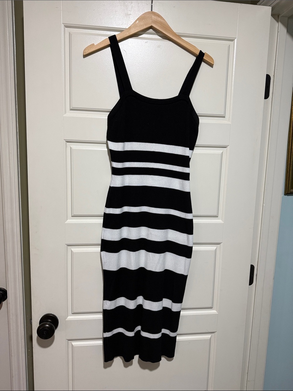 Madden Girl Black and White Striped Midi Tank Dress